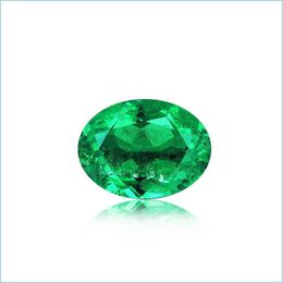 Loose Gemstones Pirmiana Jewelry Lab Grown Created Emerald Columbian Color Oval Shape Loose Gemstones For Diy Making Rings Necklaces Dhuoz