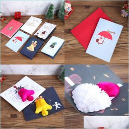 Greeting Cards Pop Up Xmas Greeting Card Cartoon Christmas Invitation Year Baby Gifts Cards Drop Delivery Home Garden Festive Party Dhgz6