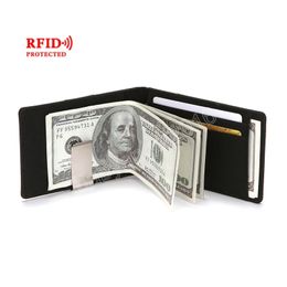 Men's Wallet Anti-theft PU Leather Credit Card Holders Korean Version Stitched Stainless Steel Creative Coin Purse