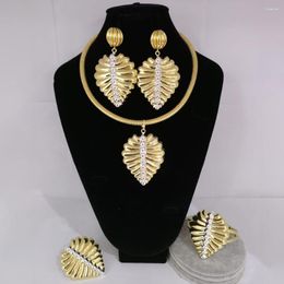 Necklace Earrings Set Gold Color Dubai For Women African Party Wedding Gifts Bracelet Ring Jewellery