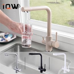 Kitchen Faucets Faucet 360 Degree Rotation Filtered Water Double Handle Sink Tap And Cold Mixer 221109