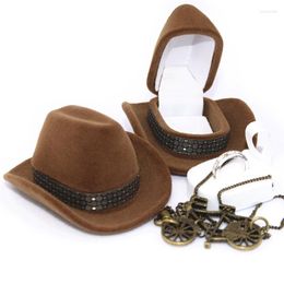 Jewellery Pouches Fashion Creative Cowboy Hat Shape Earrings Rings Box Jewellery Display Storage Case Container