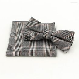 Bow Ties Fashion Men's Cotton Tie Hanky Set Wowen Jacquard Bowtie For Men Pocket Square Wedding Grooms Butterfly S19