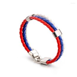 Anklets Fashion Russia Spain France Brazil Flag Leather Team Bracelet Men High Quality Football Fans Couples Gift Jewellery