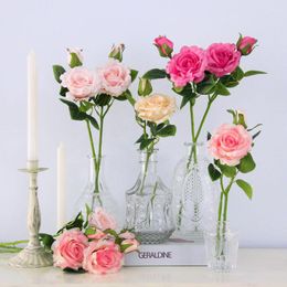 Decorative Flowers 10Pcs Single Branch Rose Artificial Decorations Wedding Flower Wall Pography Silk For Home Decoration Roses