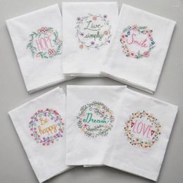 Table Napkin Simplicity Style Pure Cotton Letter Flowers Embroidered Dinner Napkins Placemat Elegant Design For Wedding Party Gift ZF0137