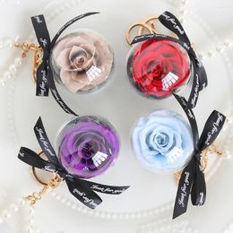 Keychains Fashion Forever Rose Preserved Eternal Present Romantic Gift Valentine'S Day Wedding Flower Hanging Keychain