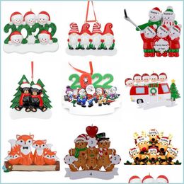 Christmas Decorations Personalised Christmas Family Resin Ornament 2022 Diy Name Happy Families Xmas Tree Elk Gnomes Bear Decoration Dhw4G