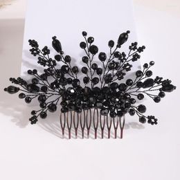 Headpieces Halloween Black Crystal Bridal Hair Combs Handmade Vintage Wedding Accessories Jewelry Party Headpiece Tiara For Women And Girls