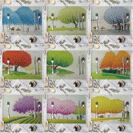 Table Mats Colourful Tree Pattern Placemat Dining Drink Coasters Cotton Linen Pads Kitchen Accessories
