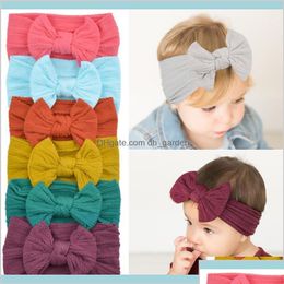 Headbands Girls Headband Baby Bowknot Turban Girl Solid Soft Headwraps Kids Boutique Princess Nylon Fashion Po Hair Accessories 61Mn Otrqt