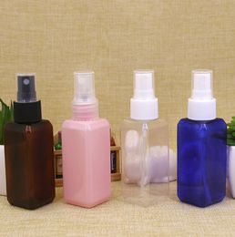 100pcs 50ml Square Plastic Bottle Spray Pump Perfume Mist Sprayer Travel Container For Personal Care Cosmetics Packaging