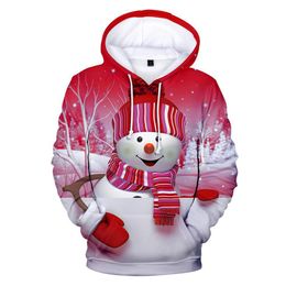 Christmas Hoodies 3D Digital Print Casual Long Sleeve Sweatshirts Drawstring Pullover Hoodie with Pocket