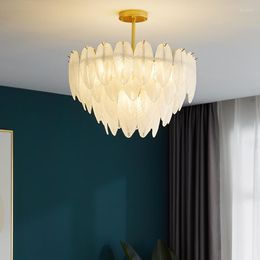 Chandeliers Light Luxury Chandelier Creative French Feather Glass Living Room Lighting Modern Minimalist Home Bedroom Dining