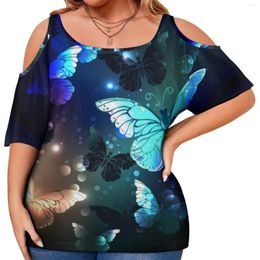 Hemd Nacht Schmetterlings flatterner Tierdruck Streetstyle T Kurzarm lustige T -Shirts Sommer -Plus -Gr￶￟e Kleidung Geschenkidee