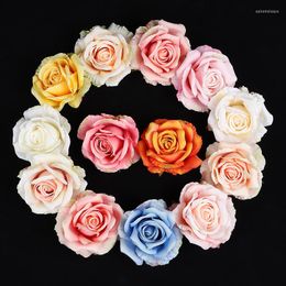 Decorative Flowers 30PCS 10CM Artificial Silk Roses Wedding Home Decoration Accessories Diy Brooch Gifts Candy Box Scrapbooking