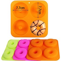 4 Holes Cake Mold 3D Silicone Doughnut Molds Non Stick Bagel Pan Pastry Chocolate Muffins Donuts Maker Kitchen Accessories Tool FY2674 C1110