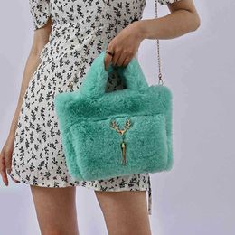 Shopping Bags handBags Plush tote bags Women's Imitation Rabbit Hair Handbag Single Shoulder Bag Casual Versatile Imitation Crossbody Bag Fashion Large 220909
