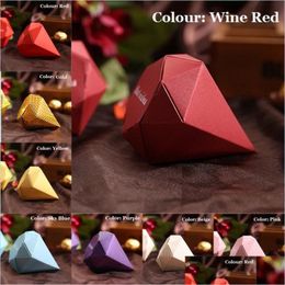 Party Favour Diamond Shaped Candy Box Kids Birthday Party Decoration Diy Paper Wedding Gift Sier Gold Shape Gifts Drop Delivery Home Dhkrr