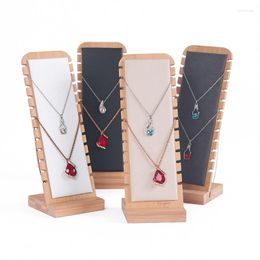 Jewelry Pouches Bamboo Wooden Necklace Display Stand Pendants Easel Showcase Holder For Multiple Necklaces Home Shop Counter