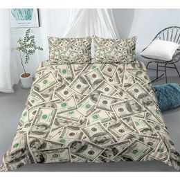 Bedding sets 3D Modern Set Dollar Motif Printed Duvet Cover Vivid Comforter 23 Pieces Money Maths Pattern Funny Soft Bed 221109