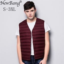 Men's Down Parkas Bang Brand Mens Vest Ultra Light Men Portable V-neck Sleeveless Without Collar Warm Liner With Carry Bag 221110