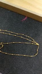 Chains AU750 Pure 18k Yellow Gold Necklace Beads O-link 16inch Lenth /1.65g