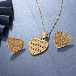 Necklace Earrings Set Eight Models Dubai 24K Gold Colour For Women Pendant Africa Wedding Heart