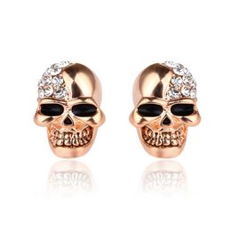 Stud Fashion Skl Ear Studs 9Mm Retro Smooth Surface Rhinestones Gold Plated Earrings For Men And Women Halloween Jewellery Factory Dir Dhhik