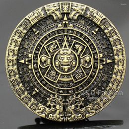 Gürtel 2022 Modegürtelschnalle Männer Antike Gold Silber plattiert Azteken Mayan Detaillierte Kalendermaske Western Cosplay Juwel