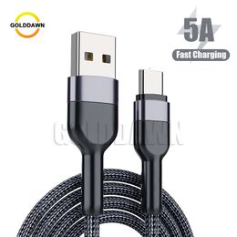 0.5M 1M 2M Fast Quick Charging Cables 5A Sync Data Nylon Braided Type-C Charger Cord Wire Cable For Samsung HuaWei XiaoMi VIVO OPPO SmartPhone