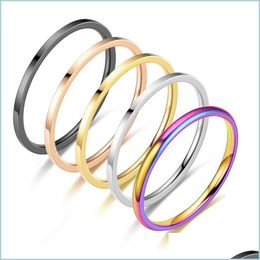Band Rings 2Mm O Band Ring Blank Stainless Steel Titanium Japanese Korean Style Tail Knuckle Rings For Women Index Finger Fashion Je Dhkml