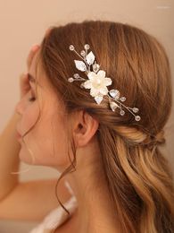 Headpieces Trendy Silver Rose Gold Women Flower Hair Jewellery For Bride Leaves Handmade Headdress Tiaras Wedding Clips