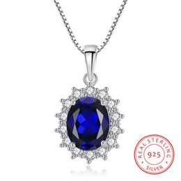 Women's Unique Blue Topaz Jewellery Classic 925 Sterling Silver Oval Shape Diamond Wedding Necklace