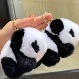 Keychains Cute Plush Panda Keyring Imitation Fur Doll Keychain Car Keys Bag Pendant For Women Girls Jewellery Gift