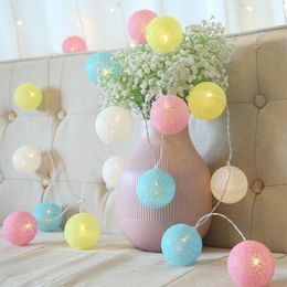 Strings Cotton Ball LED Fairy String Lights Garland Christmas Tree Decorations For Home Room Outdoor Holiday Wedding Party Curtain Lamp