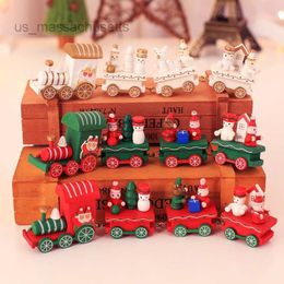 Christmas Toy Wooden Christmas Train For Home Xmas Navidad Gifts Christmas Decorations with Santa Kids Toys Ornament Model New Year 2023 L221110