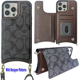 Luxury Wallet Designer Cases for iPhone 13 Pro Max 6.7 Inch 14Plus 12 11 XR XS Women Leather Classic Pattern Protective Flip Folio Cover with Credit Card Holder Slot Case
