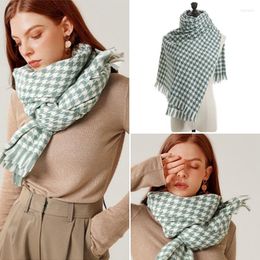 Bandanas Womens Scarf Autumn And Winter Houndstooth Female Fashion Striped Plaid Shawl Elegant Dual-use Women's