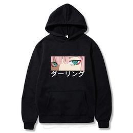 Felpe con cappuccio da uomo Felpe con cappuccio Darling In The Franxx Anime Harajuku Zero Two 02 Stampa Felpa con cappuccio da uomo Top Allentato Autunno Primavera Felpa Felpe con cappuccio oversize Y2211