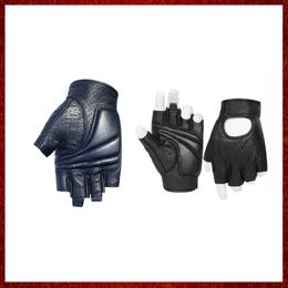 ST130 Motorcycle Gloves Half Finger Genuine Leather Fingerless Summer Men Mitt Glove Scooter Moto Mitten Electric Bike Racing Cycling