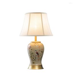 Table Lamps Nordic Style Ceramic Lamp Exhibition Hall Shop Art Deco Wedding Led Lights Painted Flower And Bird Desk