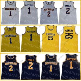 Basketball Jerseys NCAA Michigan Wolverines 5 Jalen Rose Jersey Chris Webber 4 Juwan Howard 25 1 Charles Matthews 2 Jorda Poole College Basketball Yellow Mens