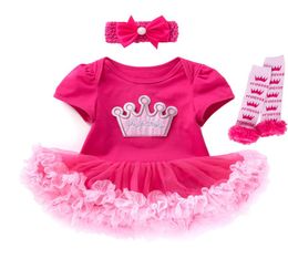 Rose vermelha bebê menina princesa traje de manga curta recém -nascida saia de algodão de algodão de 024 meses de roupas de designer de bebê 5 st4650317
