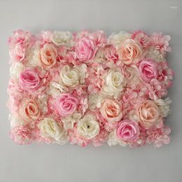 Decorative Flowers Home Decor Pink Silk Rose Flower Wall 3D Artificial For Wedding Decoration Romantic Backdrop