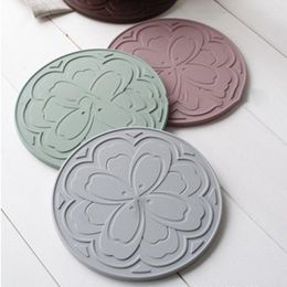 Table Mats 1pc Thick Round Insulation Pad Soft Silicon Kitchen Pot Mat Home Anti- Casserole Placemat