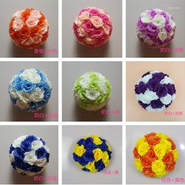 Decorative Flowers 46colors 8"/20 CM Artificial Rose Silk Flower Kissing Balls White Ball For Christmas Ornaments Wedding Party