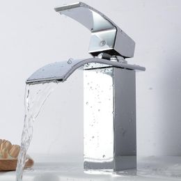 Kitchen Faucets LASO High Quality Brass Square Basin Faucet Wide Mouth Waterfall Wash Bathroom And Cold Water