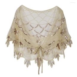 Sciarpe donne vintage 1920 Great Gatsby Flawl Scialle Sciiglia Scarf Short Cape per paillettes di abbigliamento Coprono scialli in mesh in mesh da festa avvolgimento