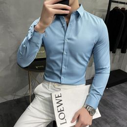 Men's Casual Shirts Plus Size 7XL-M High Quality Men Dress Shirt 2022 Spring Long Sleeve Solid Business Slim Homme Social